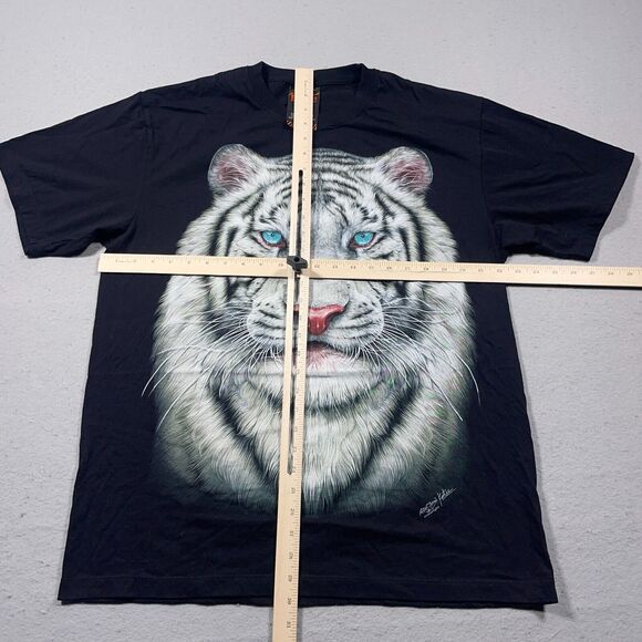 Rock‎ Chan Shirt XL White Tiger Big Face Nature Wild Double Side Mega Print - Picture 5 of 9